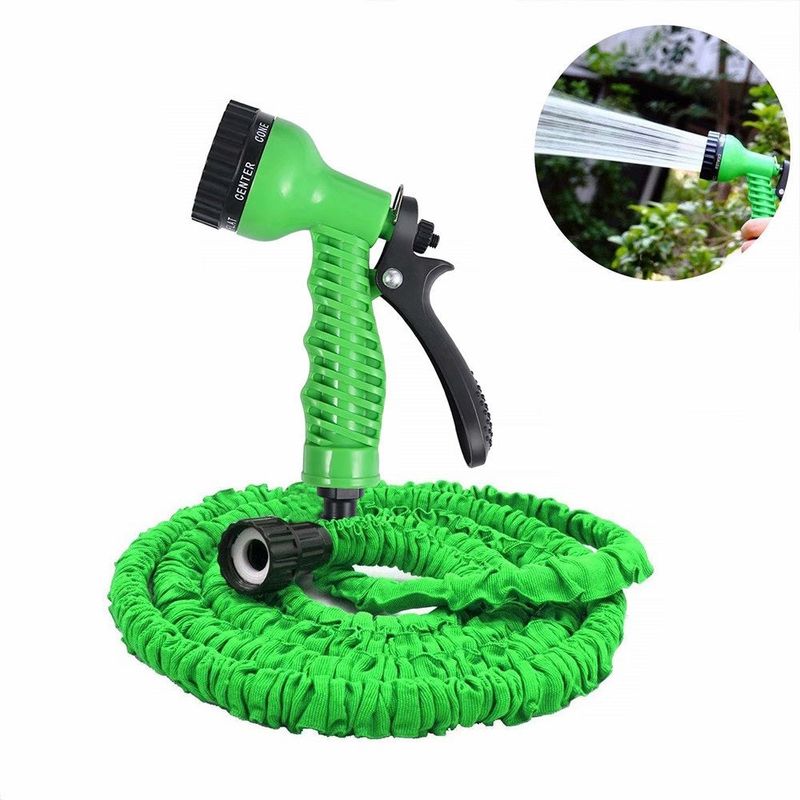 Casa si Gradina - Gradinarit si plante - Instalatii si accesorii pentru irigatii - Furtunuri de gradina si accesorii - Furtun extensibil de gradina, pana la 60m lungime, cu pistol cu 7 tipuri de jet, cu conectori, verde - Infinity.ro