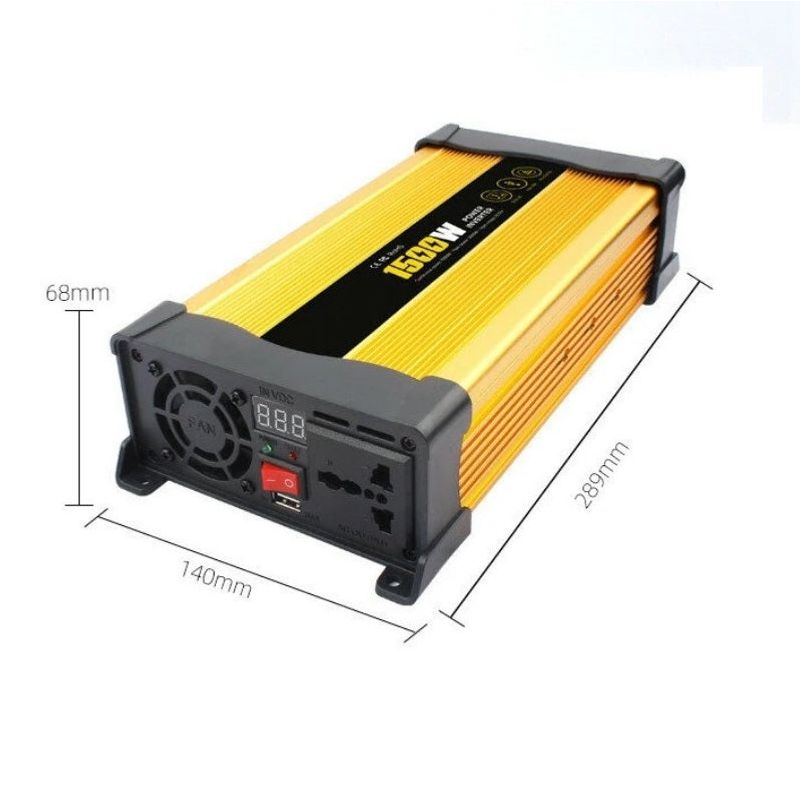 Auto si Moto - Reparatii si depanare - Invertoare auto - Invertor de tensiune auto Andowl KS1500, 1500W, 12V, 220V, 26 x 11 x 6.5cm, auriu - Infinity.ro