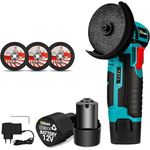 Casa si Gradina - Constructii - Scule electrice si accesorii - Polizoare - Mini polizor unghiular portabil, cu 2 acumulatori 12V, 750W, 1500mAh, 19500rpm, 2 discuri 76mm - Infinity.ro