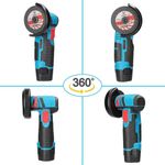 Casa si Gradina - Constructii - Scule electrice si accesorii - Polizoare - Mini polizor unghiular portabil, cu 2 acumulatori 12V, 750W, 1500mAh, 19500rpm, 2 discuri 76mm - Infinity.ro