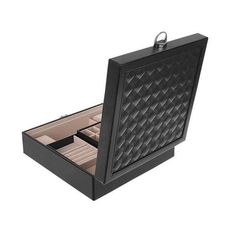 Fashion, accesorii si bijuterii - Femei - Bijuterii femei - Cutii bijuterii - Cutie pentru bijuterii, cu oglinda, negru, 25.5x25.5x9 cm - Infinity.ro