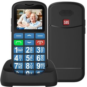 Telefon Mobil Seniori cu Taste Mari, CZAY®, 2G, Meniu in Limba Romana, Autonomie 7 Zile, Volum Mare, Buton SOS, Albastru