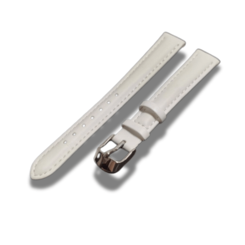 Fashion, accesorii si bijuterii - Femei - Accesorii femei - Alte accesorii femei - Curea ceas piele naturala alba 12 mm catarama clasica argintie - Infinity.ro