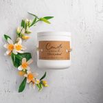 Casa si Gradina - Decoratiuni - Aromaterapie si lumanari - Lumanari si candele - Lumanare parfumata handmade din ceara naturala de soia 100%, aroma Flori de portocal, Recipient ceramic, 150 g - Infinity.ro