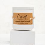 Casa si Gradina - Decoratiuni - Aromaterapie si lumanari - Lumanari si candele - Lumanare handmade din ceara naturala de soia 100%, Lavanda, musetel si vanilie, Recipient ceramic alb, 150 g - Infinity.ro