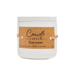 Lumanare parfumata handmade din ceara naturala de soia 100%, aroma Rodie persana, Recipient ceramic alb, 150 g