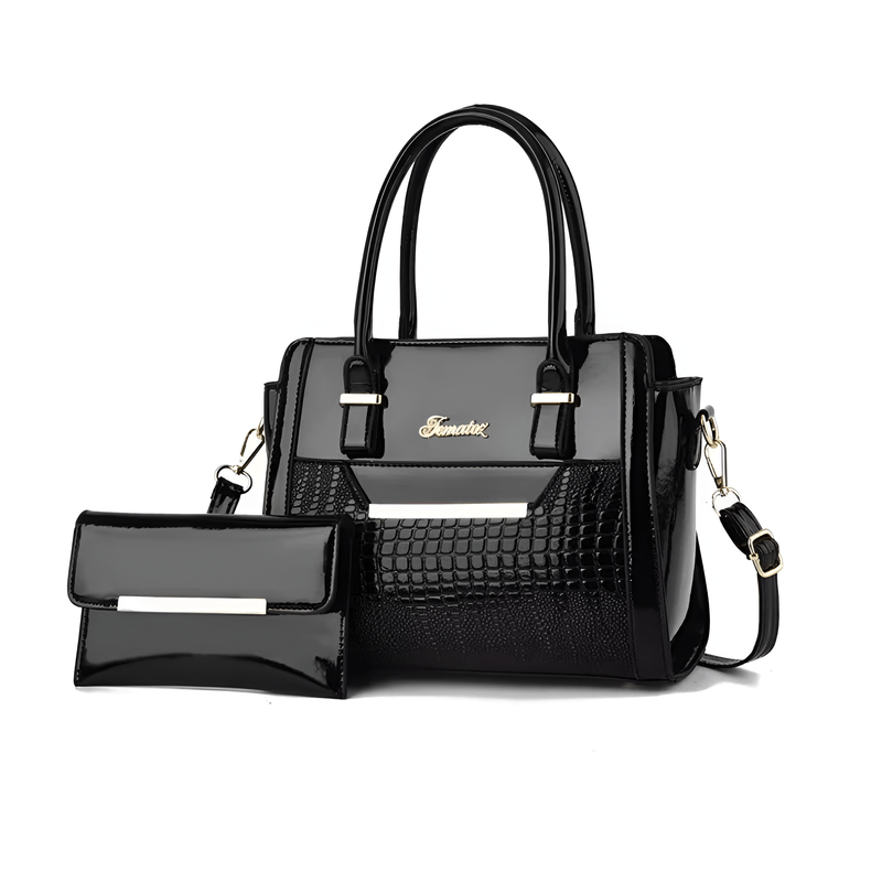 Fashion, accesorii si bijuterii - Femei - Accesorii femei - Genti si rucsacuri femei - Geanta cu Poseta, Piele Sintetica Premium, Design Elegant, Durabilitate Superiora, Negru - Infinity.ro