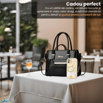Fashion, accesorii si bijuterii - Femei - Accesorii femei - Genti si rucsacuri femei - Geanta cu Poseta, Piele Sintetica Premium, Design Elegant, Durabilitate Superiora, Negru - Infinity.ro