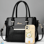 Fashion, accesorii si bijuterii - Femei - Accesorii femei - Genti si rucsacuri femei - Geanta cu Poseta, Piele Sintetica Premium, Design Elegant, Durabilitate Superiora, Negru - Infinity.ro