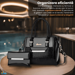 Fashion, accesorii si bijuterii - Femei - Accesorii femei - Genti si rucsacuri femei - Geanta cu Poseta, Piele Sintetica Premium, Design Elegant, Durabilitate Superiora, Negru - Infinity.ro