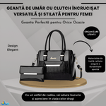 Fashion, accesorii si bijuterii - Femei - Accesorii femei - Genti si rucsacuri femei - Geanta cu Poseta, Piele Sintetica Premium, Design Elegant, Durabilitate Superiora, Negru - Infinity.ro