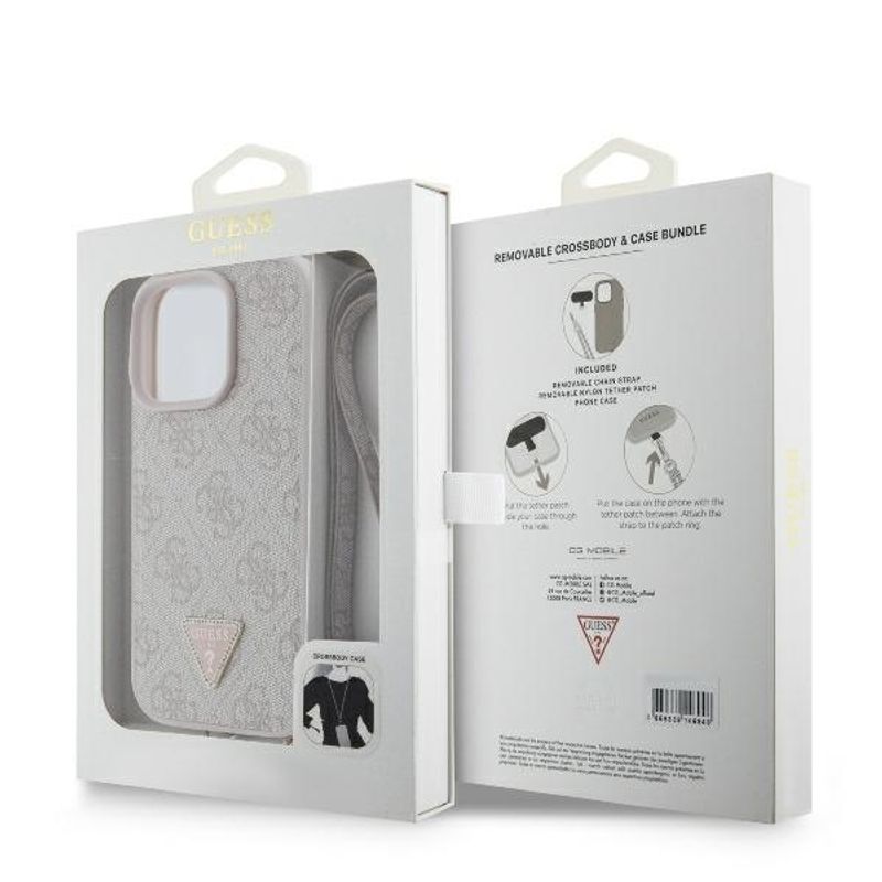 Laptop, Telefoane si Tablete - Telefoane mobile si accesorii - Accesorii Telefoane - Huse telefoane - Husa pentru iPhone 16 Pro - Guess Leather Metal Logo Strass Crossbody (GUHCP16LP4TDSCPP) - Roz - Infinity.ro