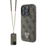 Laptop, Telefoane si Tablete - Telefoane mobile si accesorii - Accesorii Telefoane - Huse telefoane - Husa pentru iPhone 16 Pro Max - Guess Leather Metal Logo Strass Crossbody (GUHCP16XP4TDSCPW) - Maro - Infinity.ro