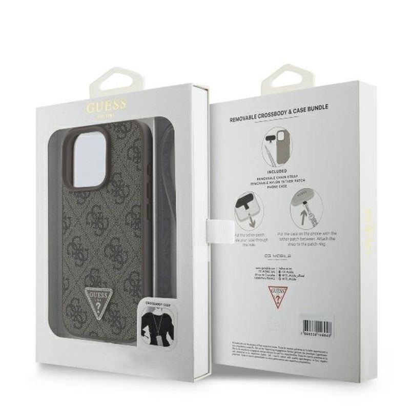 Laptop, Telefoane si Tablete - Telefoane mobile si accesorii - Accesorii Telefoane - Huse telefoane - Husa pentru iPhone 16 Pro Max - Guess Leather Metal Logo Strass Crossbody (GUHCP16XP4TDSCPW) - Maro - Infinity.ro