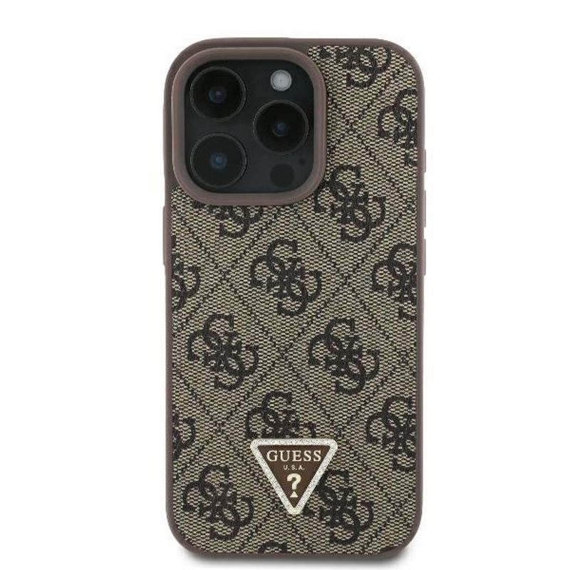 Laptop, Telefoane si Tablete - Telefoane mobile si accesorii - Accesorii Telefoane - Huse telefoane - Husa pentru iPhone 16 Pro Max - Guess Leather Metal Logo Strass Crossbody (GUHCP16XP4TDSCPW) - Maro - Infinity.ro