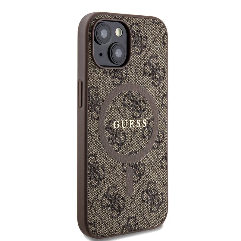 Laptop, Telefoane si Tablete - Telefoane mobile si accesorii - Accesorii Telefoane - Huse telefoane - Husa pentru iPhone 15 Plus - Guess 4G Collection Leather MagSafe (GUHMP15MG4GFRW) - Maro - Infinity.ro