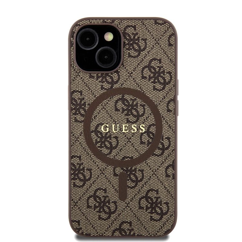 Laptop, Telefoane si Tablete - Telefoane mobile si accesorii - Accesorii Telefoane - Huse telefoane - Husa pentru iPhone 15 Plus - Guess 4G Collection Leather MagSafe (GUHMP15MG4GFRW) - Maro - Infinity.ro