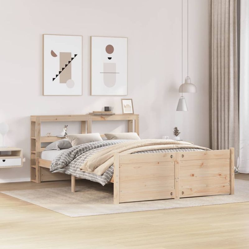 Casa si Gradina - Mobilier - Paturi si accesorii - Paturi - Cadru de pat cu tablie, 140x200 cm, lemn masiv de pin - Infinity.ro