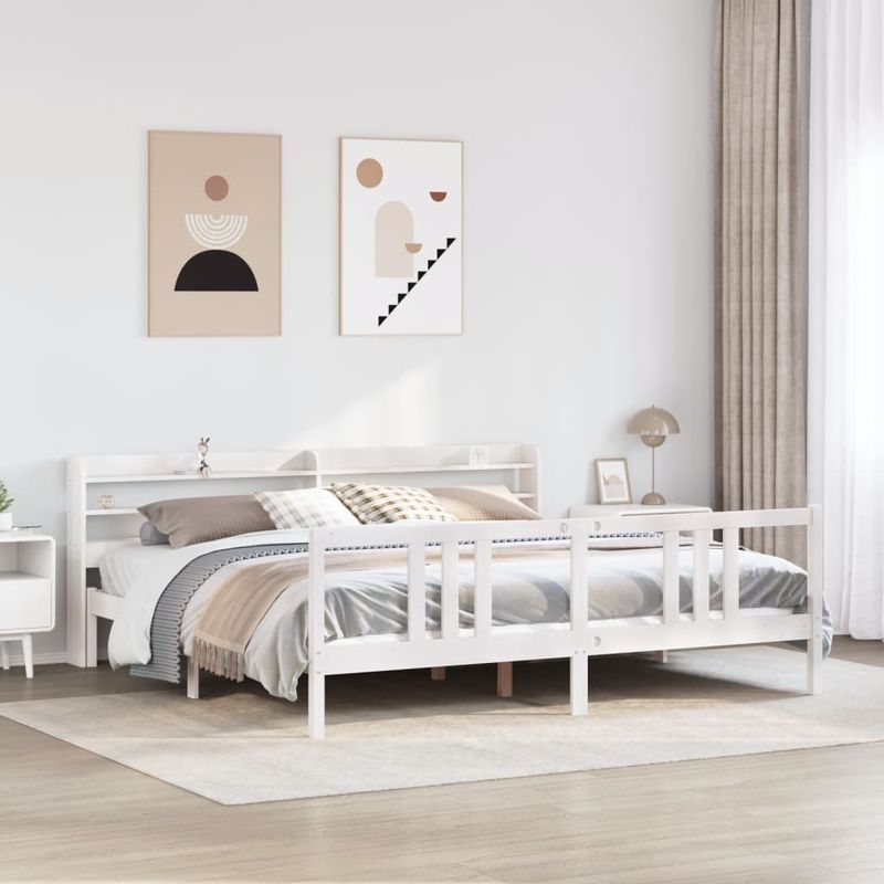Casa si Gradina - Mobilier - Paturi si accesorii - Paturi - Cadru de pat cu tablie fara saltea, alb, 200x200 cm - Infinity.ro