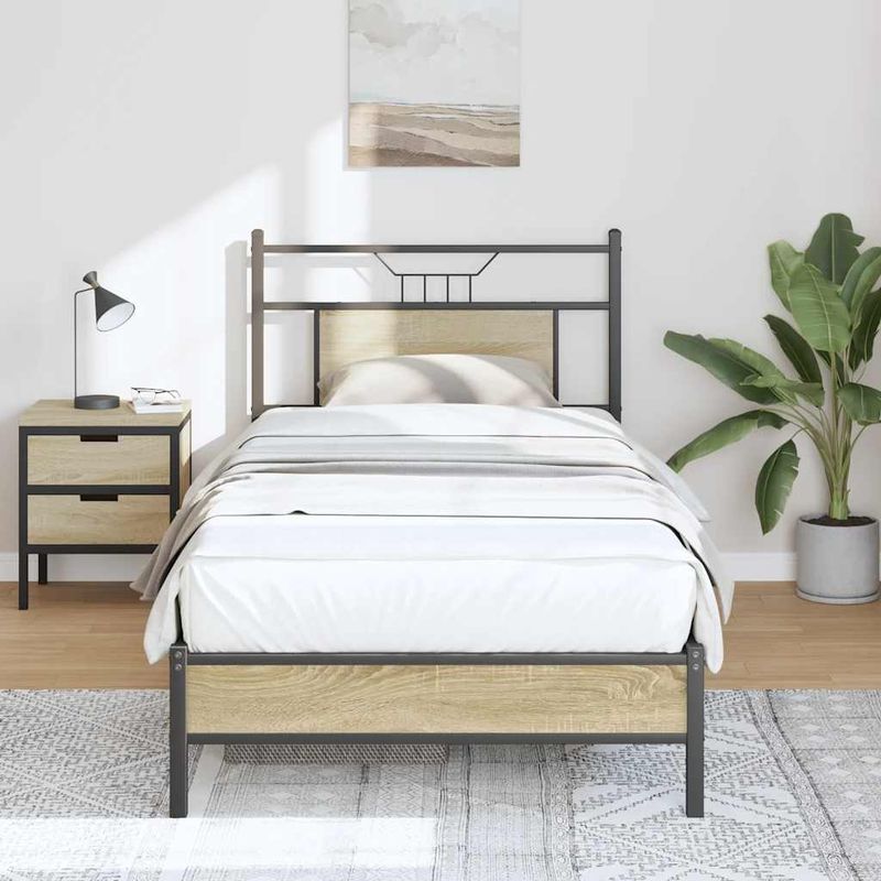 Casa si Gradina - Mobilier - Paturi si accesorii - Paturi - Cadru pat fara saltea stejar sonoma, 90x190 cm, lemn prelucrat - Infinity.ro