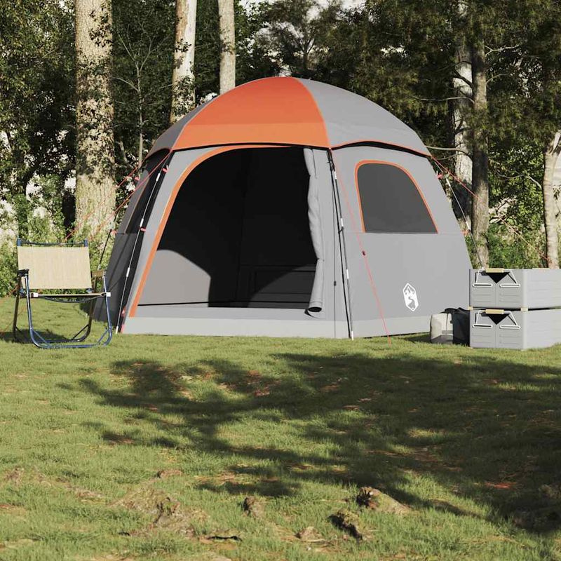 Sport si Outdoor - Camping - Corturi camping - Cort familie Igloo pentru 6 persoane gri/portocaliu impermeabil - Infinity.ro