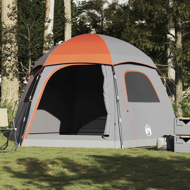 Sport si Outdoor - Camping - Corturi camping - Cort familie Igloo pentru 6 persoane gri/portocaliu impermeabil - Infinity.ro