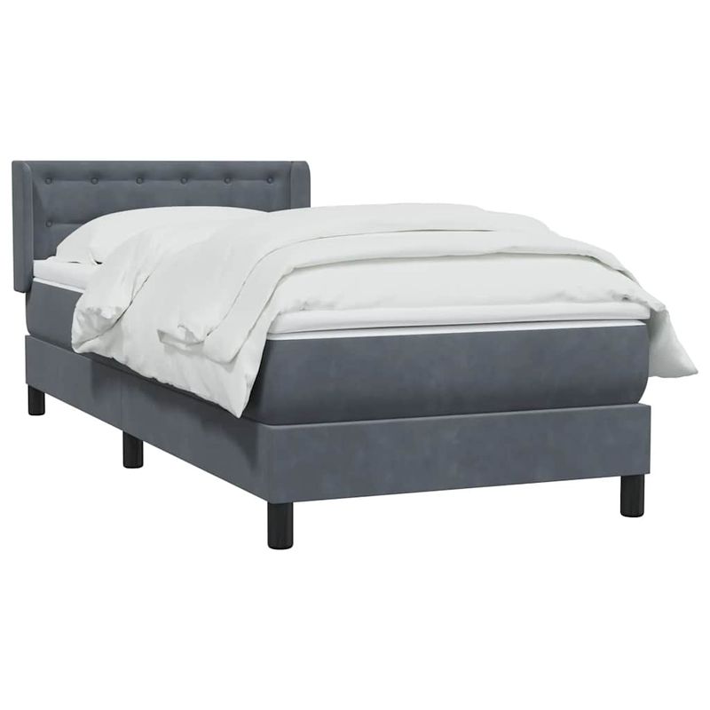 Casa si Gradina - Mobilier - Paturi si accesorii - Paturi - Pat box spring cu saltea, gri inchis, 80x210 cm, catifea - Infinity.ro
