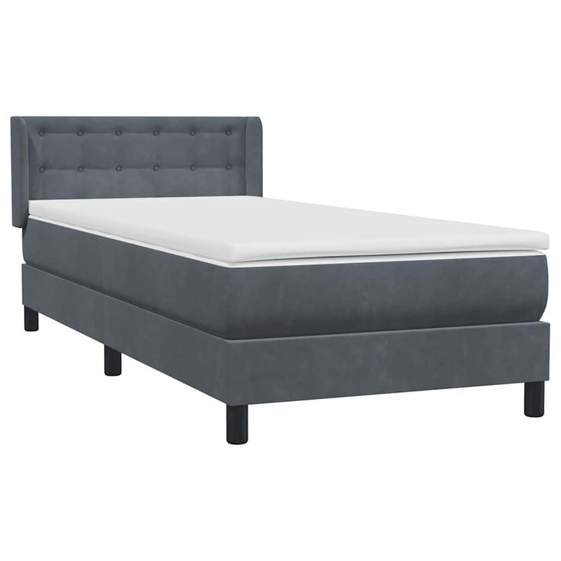 Casa si Gradina - Mobilier - Paturi si accesorii - Paturi - Pat box spring cu saltea, gri inchis, 80x210 cm, catifea - Infinity.ro