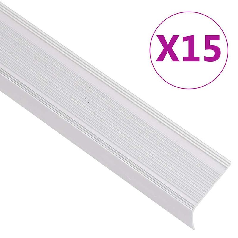 Casa si Gradina/Constructii/Scari si accesorii interioare/Scari lemn - Profile trepte forma L, 15 buc, argintiu, 100 cm, aluminiu - Infinity.ro