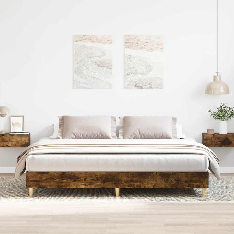 Casa si Gradina - Mobilier - Paturi si accesorii - Paturi - Cadru de pat fara saltea Stejar afumat 160x200cm Lemn prelucrat - Infinity.ro