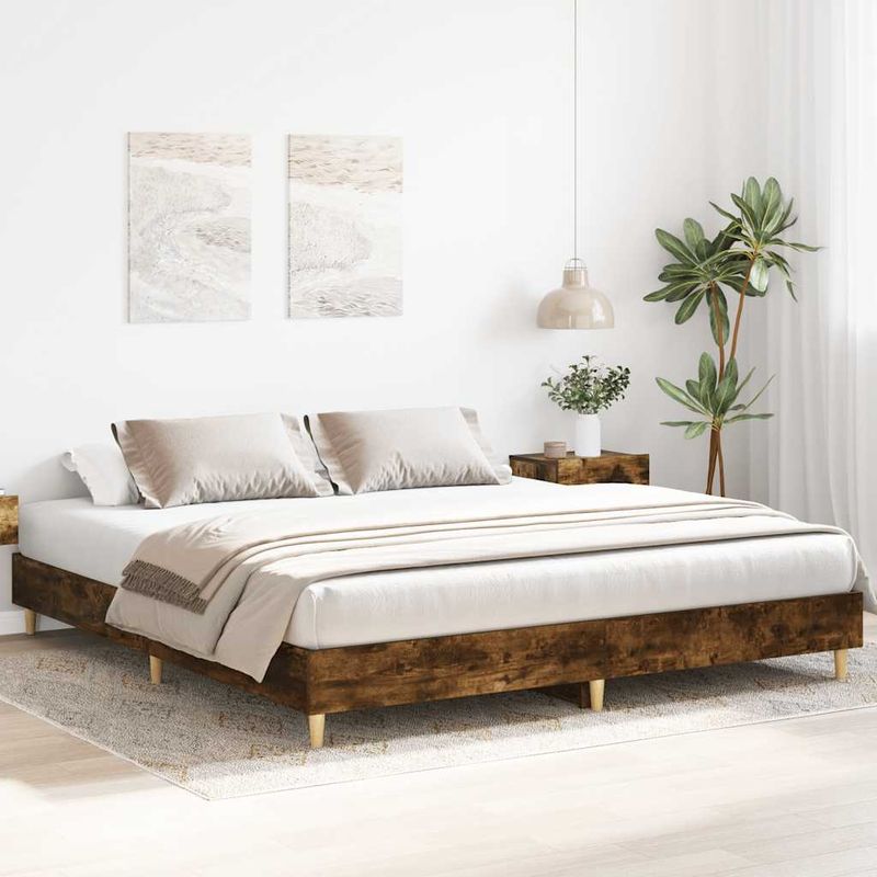 Casa si Gradina - Mobilier - Paturi si accesorii - Paturi - Cadru de pat fara saltea Stejar afumat 160x200cm Lemn prelucrat - Infinity.ro