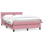 Casa si Gradina - Mobilier - Paturi si accesorii - Paturi - Pat box spring cu saltea, roz, 140x210 cm, catifea - Infinity.ro