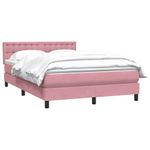 Casa si Gradina - Mobilier - Paturi si accesorii - Paturi - Pat box spring cu saltea, roz, 140x210 cm, catifea - Infinity.ro