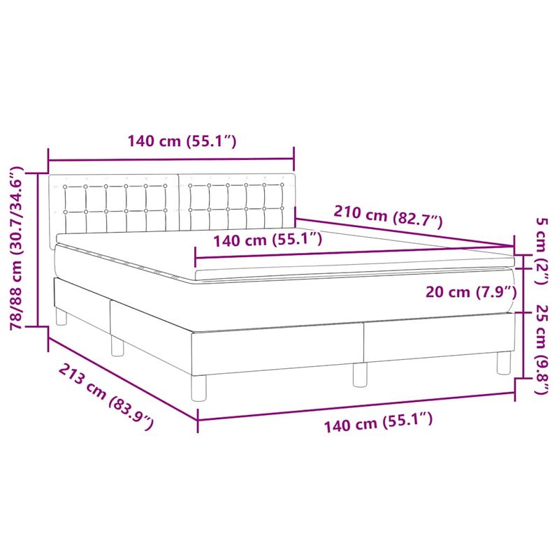 Casa si Gradina - Mobilier - Paturi si accesorii - Paturi - Pat box spring cu saltea, roz, 140x210 cm, catifea - Infinity.ro