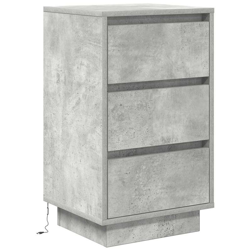 Casa si Gradina - Mobilier - Comode si corpuri - Noptiere - Noptiera cu lumini LED Gri beton 38x34x65 cm - Infinity.ro