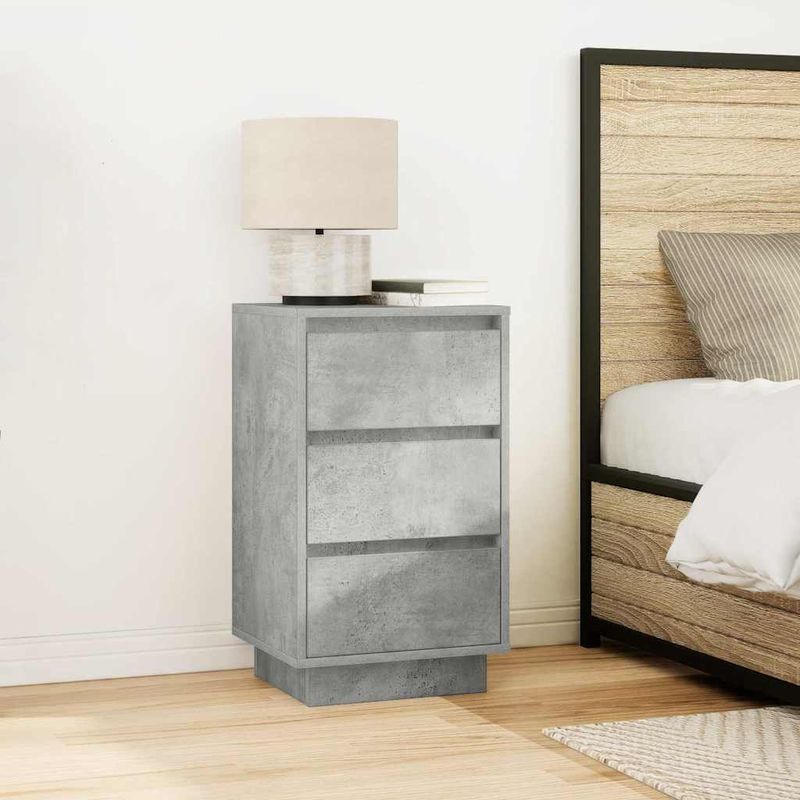 Casa si Gradina - Mobilier - Comode si corpuri - Noptiere - Noptiera cu lumini LED Gri beton 38x34x65 cm - Infinity.ro