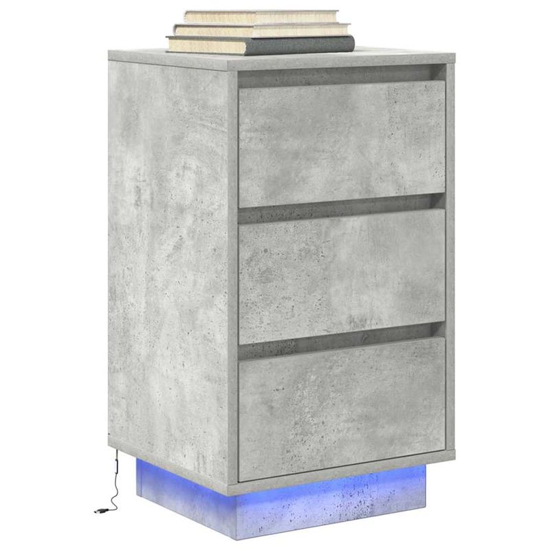 Casa si Gradina - Mobilier - Comode si corpuri - Noptiere - Noptiera cu lumini LED Gri beton 38x34x65 cm - Infinity.ro