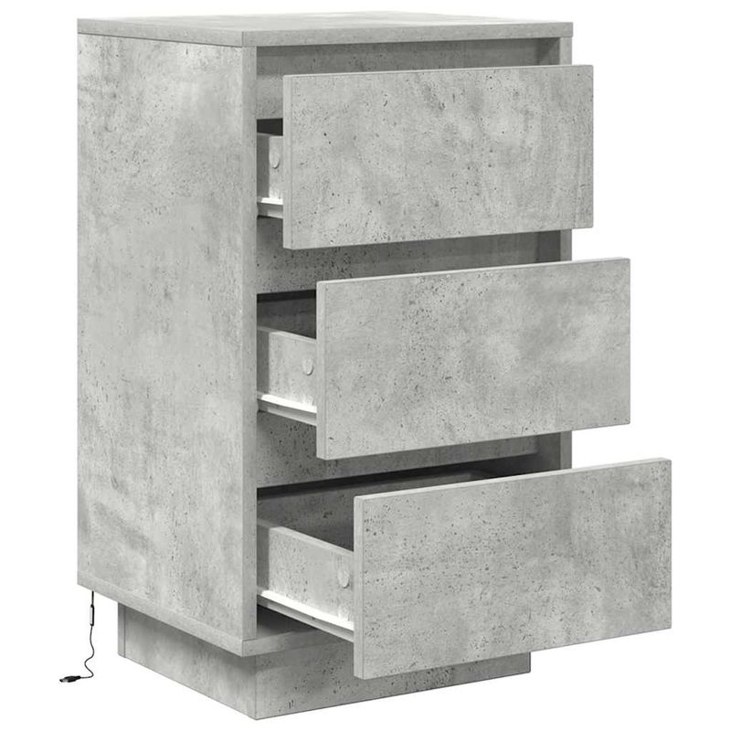 Casa si Gradina - Mobilier - Comode si corpuri - Noptiere - Noptiera cu lumini LED Gri beton 38x34x65 cm - Infinity.ro