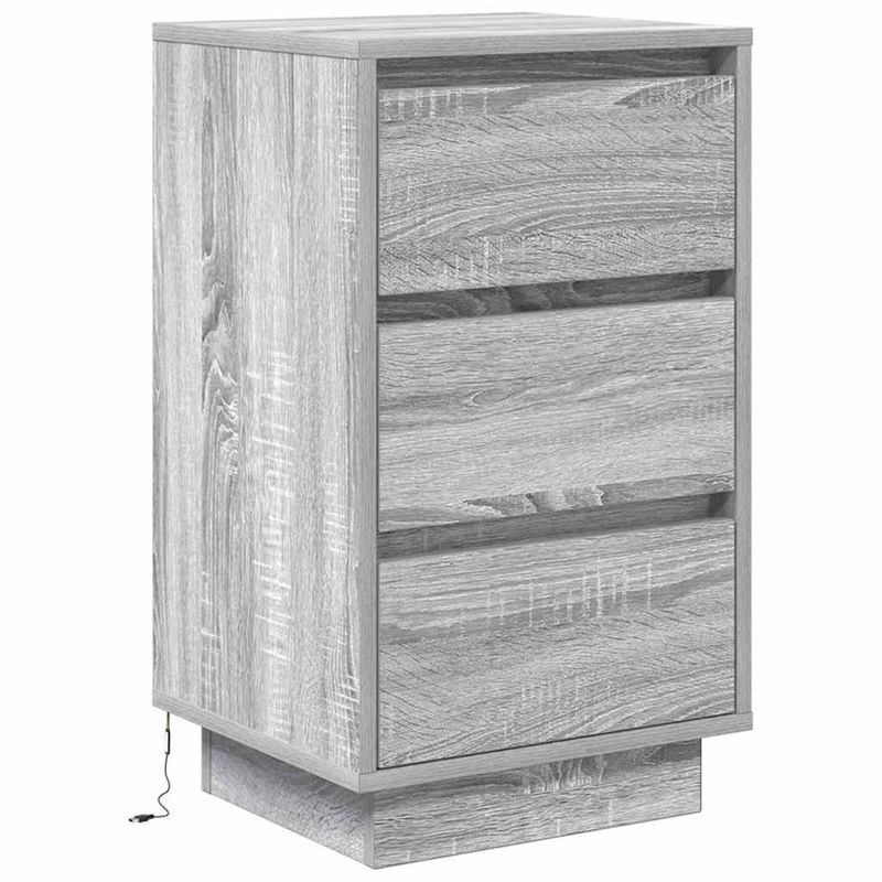 Casa si Gradina - Mobilier - Comode si corpuri - Noptiere - Noptiera cu lumini LED Gri Sonoma 38x34x65 cm - Infinity.ro