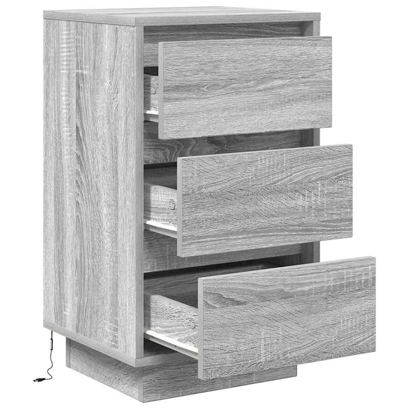 Casa si Gradina - Mobilier - Comode si corpuri - Noptiere - Noptiera cu lumini LED Gri Sonoma 38x34x65 cm - Infinity.ro