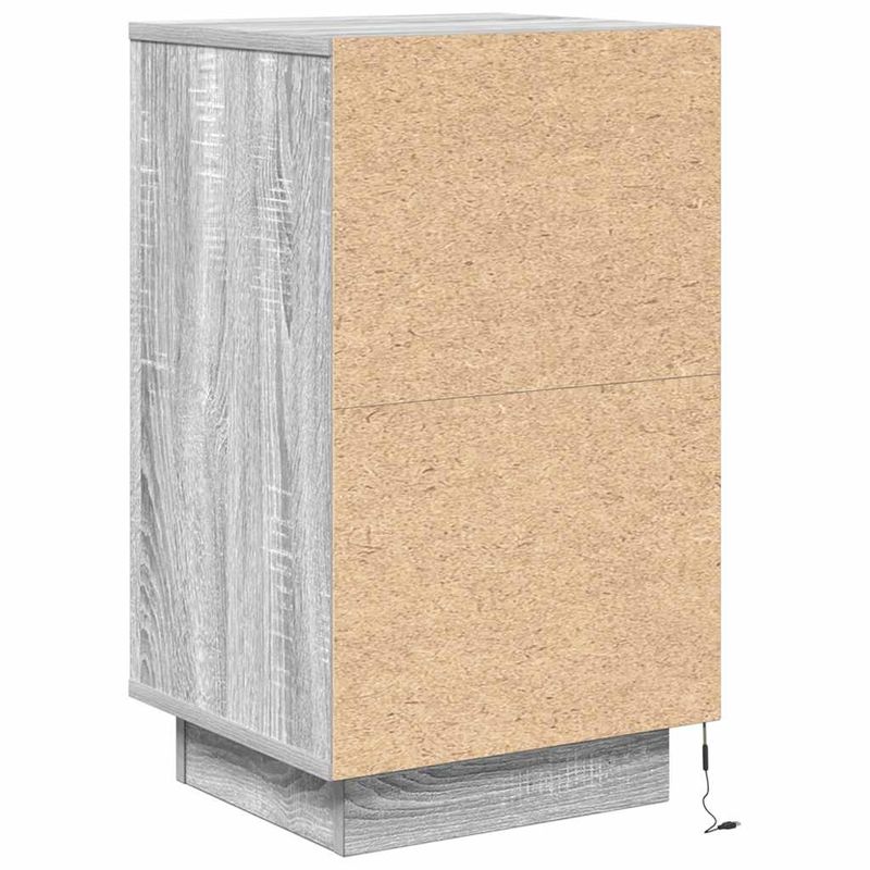 Casa si Gradina - Mobilier - Comode si corpuri - Noptiere - Noptiera cu lumini LED Gri Sonoma 38x34x65 cm - Infinity.ro
