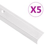 Casa si Gradina/Constructii/Scari si accesorii interioare/Scari lemn - Profile trepte in forma de L, 5 buc, argintiu, 100 cm, aluminiu - Infinity.ro