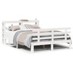 Casa si Gradina - Mobilier - Paturi si accesorii - Paturi - Cadru de pat cu tablie, alb, 150x200 cm lemn masiv pin - Infinity.ro