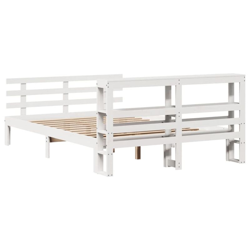 Casa si Gradina - Mobilier - Paturi si accesorii - Paturi - Cadru de pat cu tablie, alb, 150x200 cm lemn masiv pin - Infinity.ro
