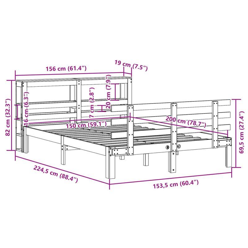 Casa si Gradina - Mobilier - Paturi si accesorii - Paturi - Cadru de pat cu tablie, alb, 150x200 cm lemn masiv pin - Infinity.ro