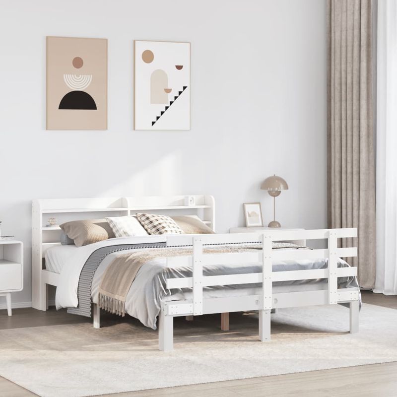 Casa si Gradina - Mobilier - Paturi si accesorii - Paturi - Cadru de pat cu tablie fara saltea, alb, 140x190 cm - Infinity.ro