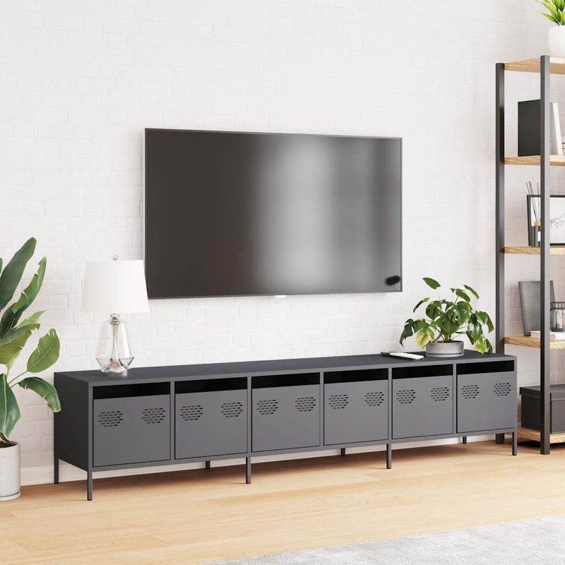Casa si Gradina - Mobilier - Comode si corpuri - Comode - Dulap TV, antracit, 202x39x43,5 cm, otel laminat la rece - Infinity.ro