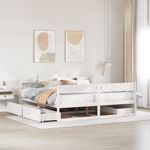 Casa si Gradina - Mobilier - Paturi si accesorii - Paturi - Cadru de pat fara saltea, alb, 200x200 cm, lemn masiv pin - Infinity.ro