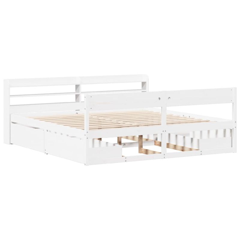 Casa si Gradina - Mobilier - Paturi si accesorii - Paturi - Cadru de pat fara saltea, alb, 200x200 cm, lemn masiv pin - Infinity.ro