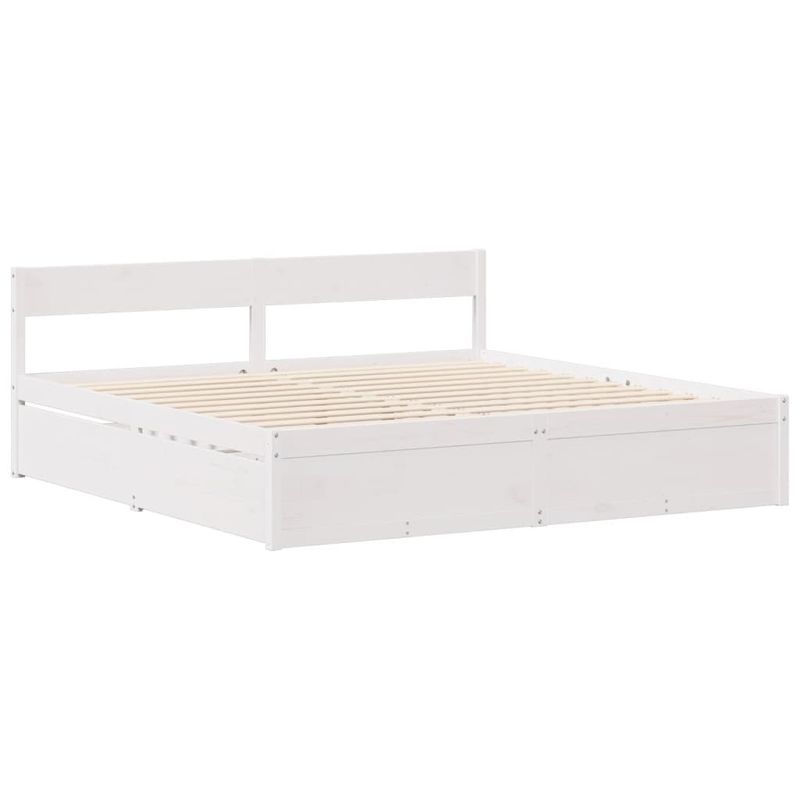 Casa si Gradina - Mobilier - Paturi si accesorii - Paturi - Cadru de pat fara saltea, alb, 200x200 cm, lemn masiv pin - Infinity.ro